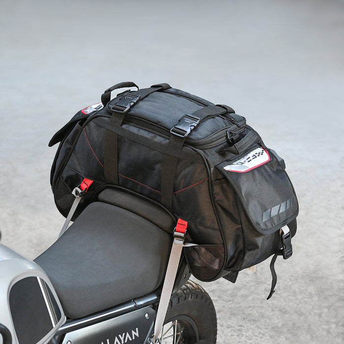Motorcycle universal black tail bag 72L waterproof, reflective claw-mounting style