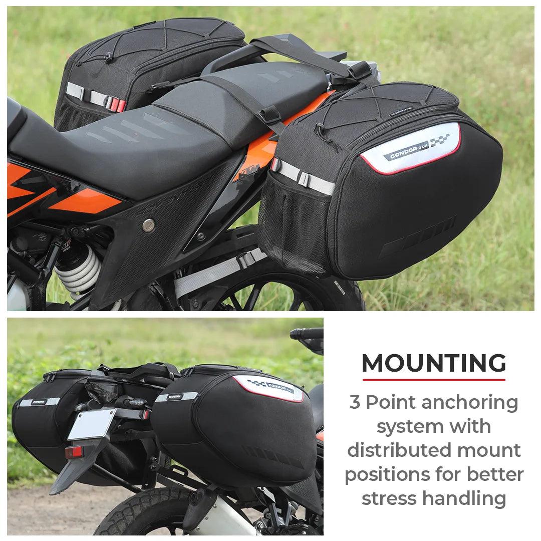 Motorcycle 64L black saddle luggage bags waterproof