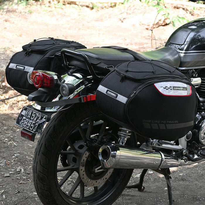 Motorcycle 64L black saddle luggage bags waterproof