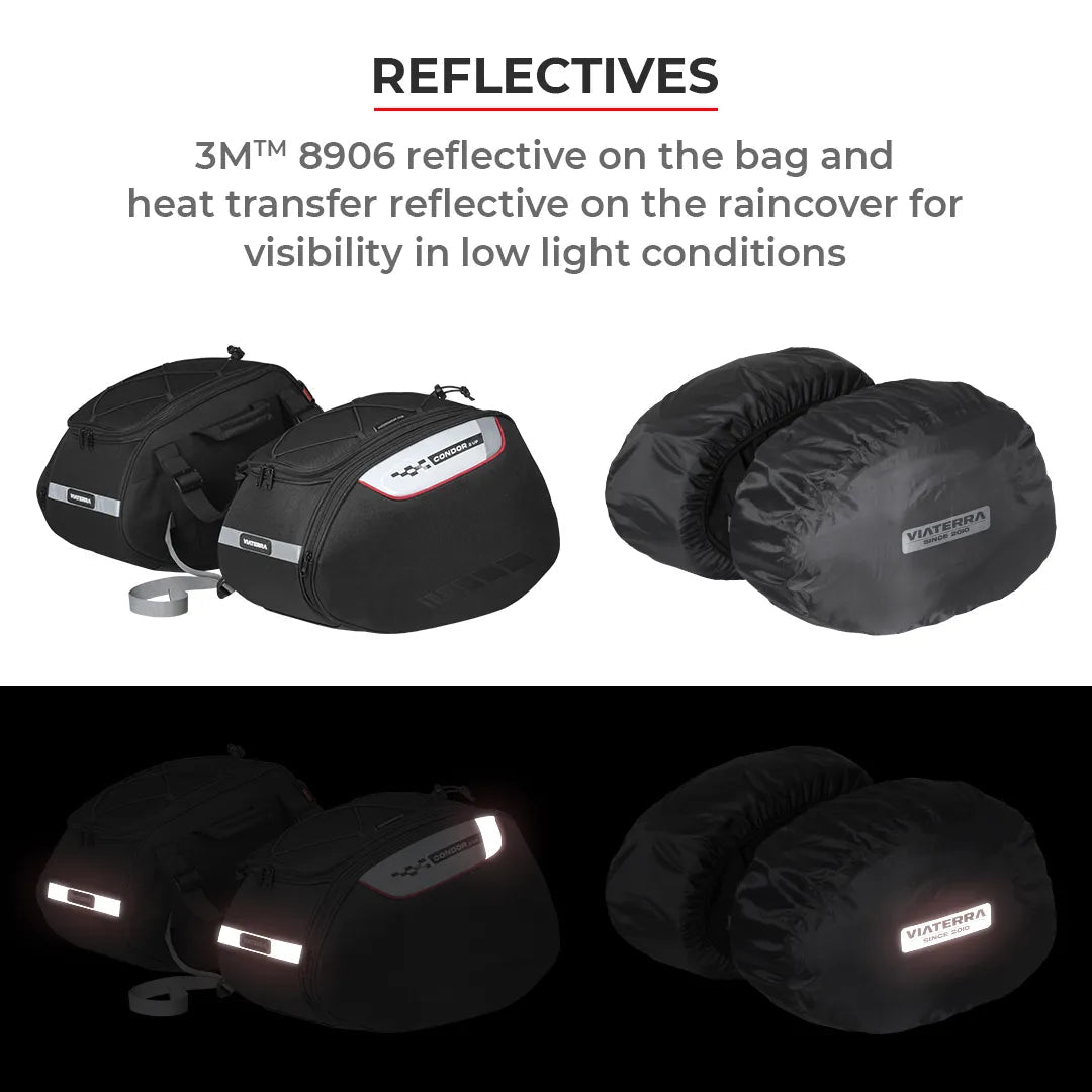 Motorcycle 64L black saddle luggage bags waterproof