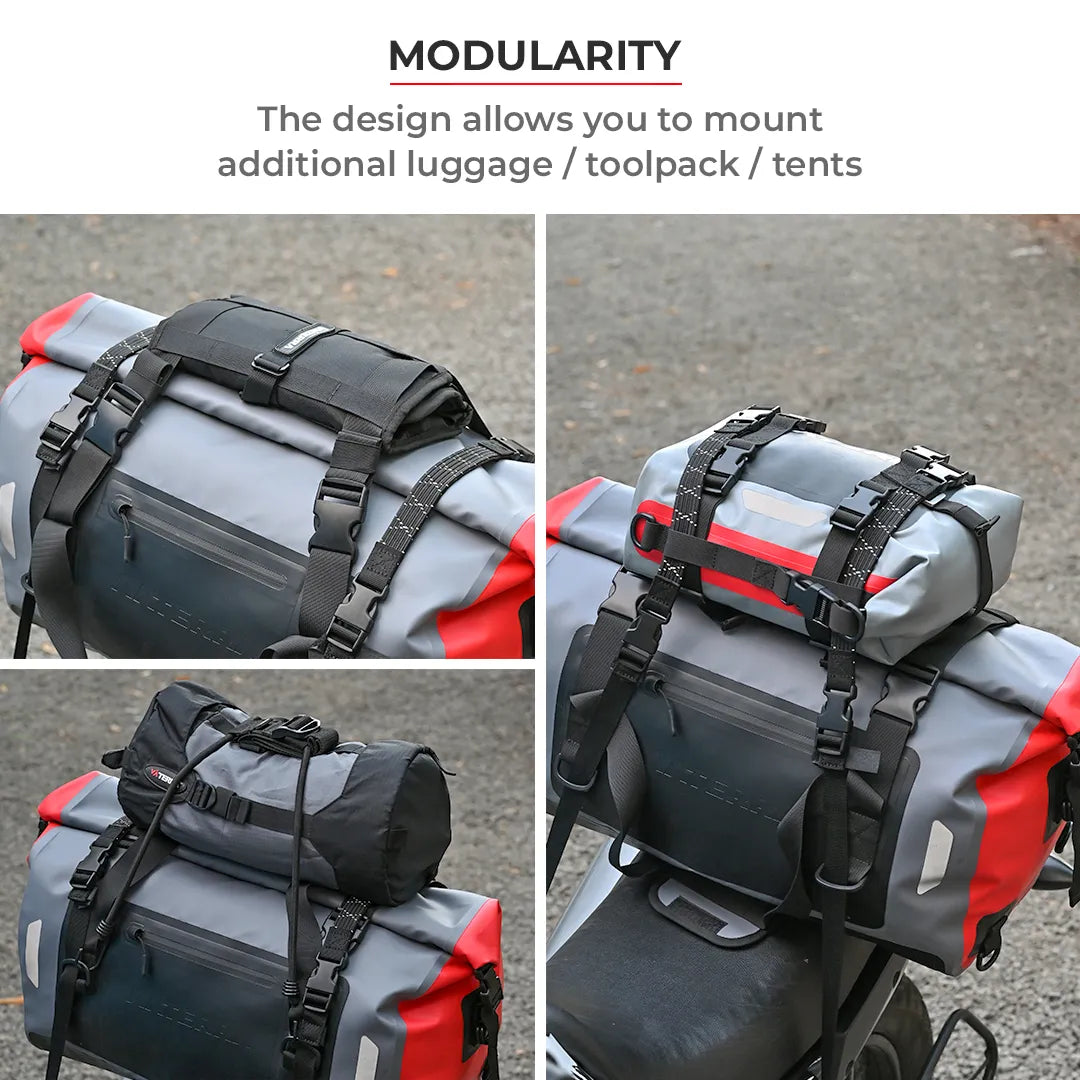 Motorcycle orange & grey waterproof drybag tailbag