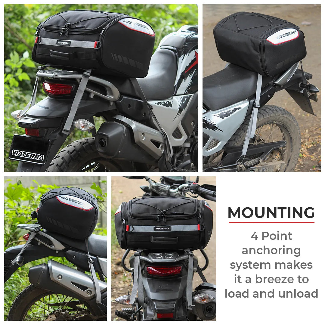Motorcycle tail bag black 35 litres universal fitment