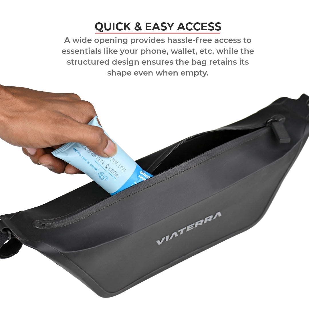 Motorcycle black waterproof handlebar bag for rough rides and adventure trips