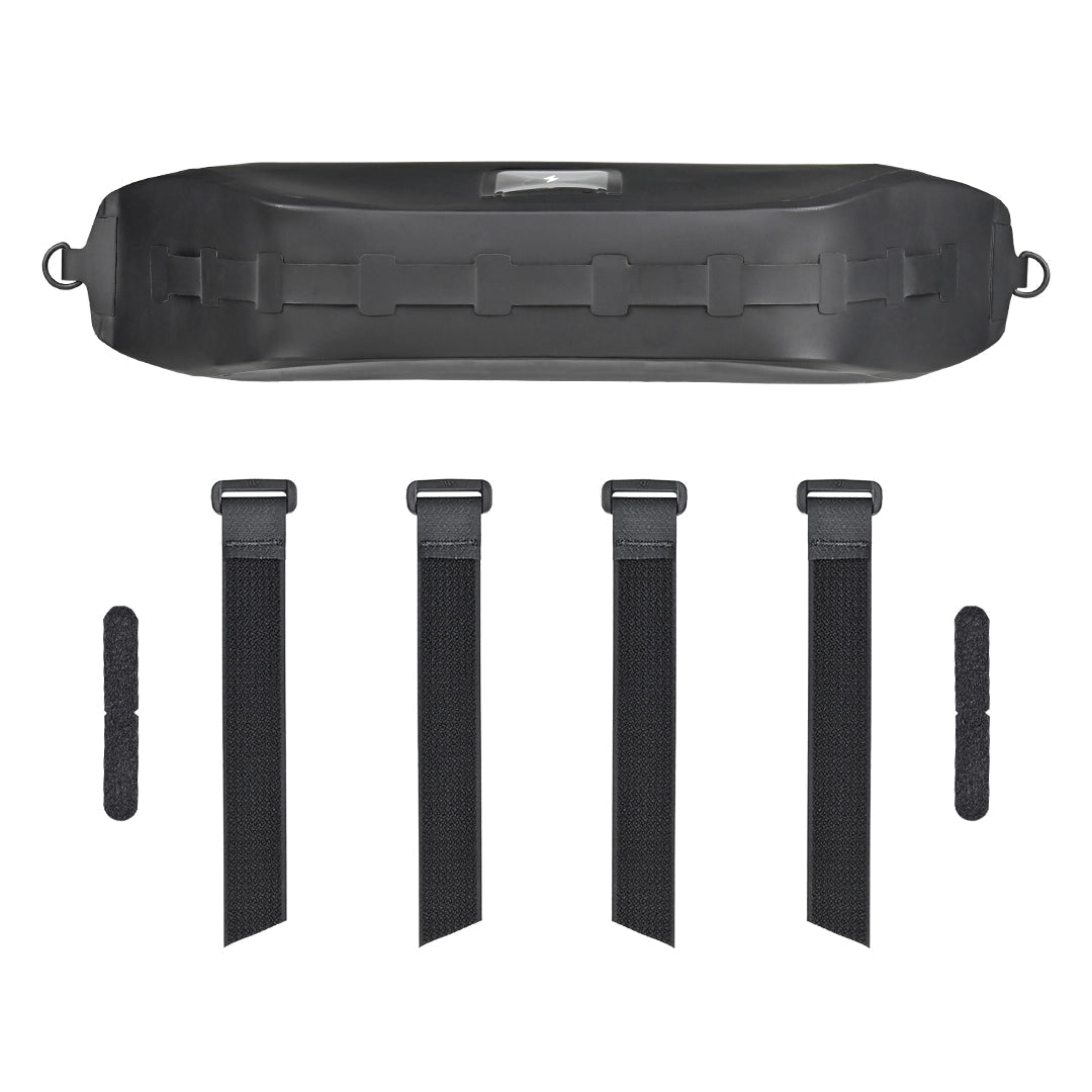 Motorcycle black waterproof handlebar bag for rough rides and adventure trips