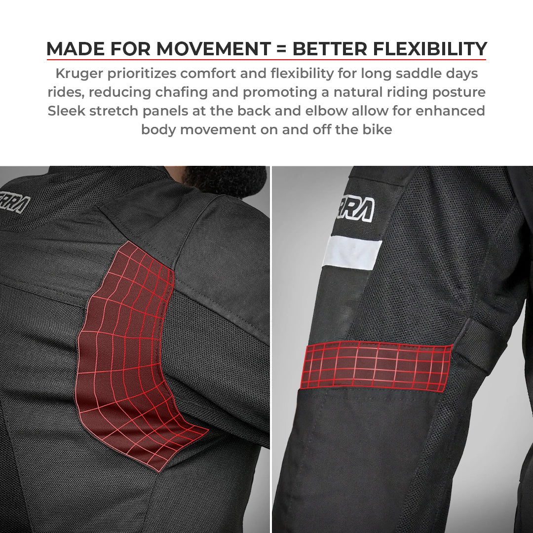 Motorcycle touring jacket black with reflectives weather protect