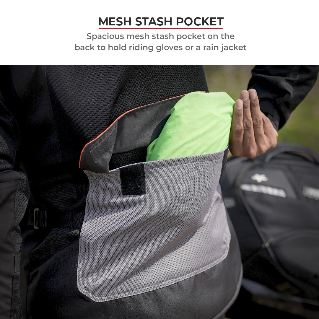 Motorcycle touring jacket black with reflectives weather protect