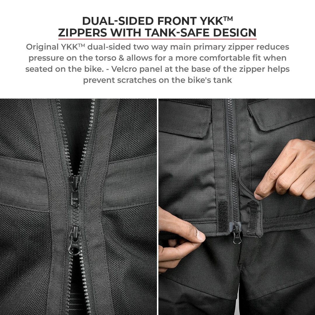 Motorcycle touring jacket black with reflectives weather protect