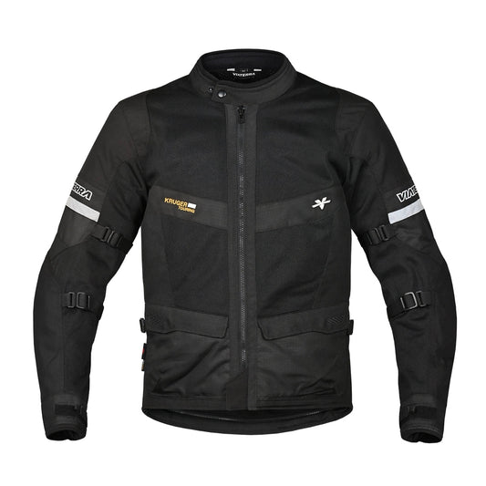 Motorcycle touring jacket black with reflectives weather protect