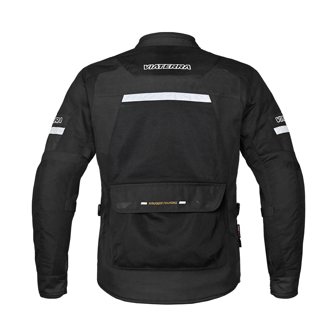 Motorcycle touring jacket black with reflectives weather protect