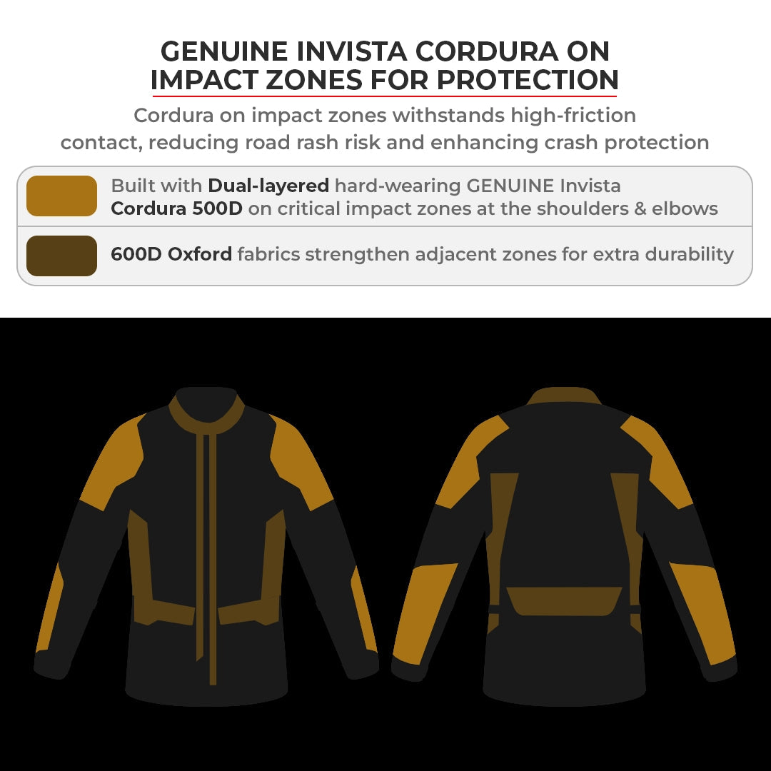 Motorcycle touring jacket black with reflectives weather protect