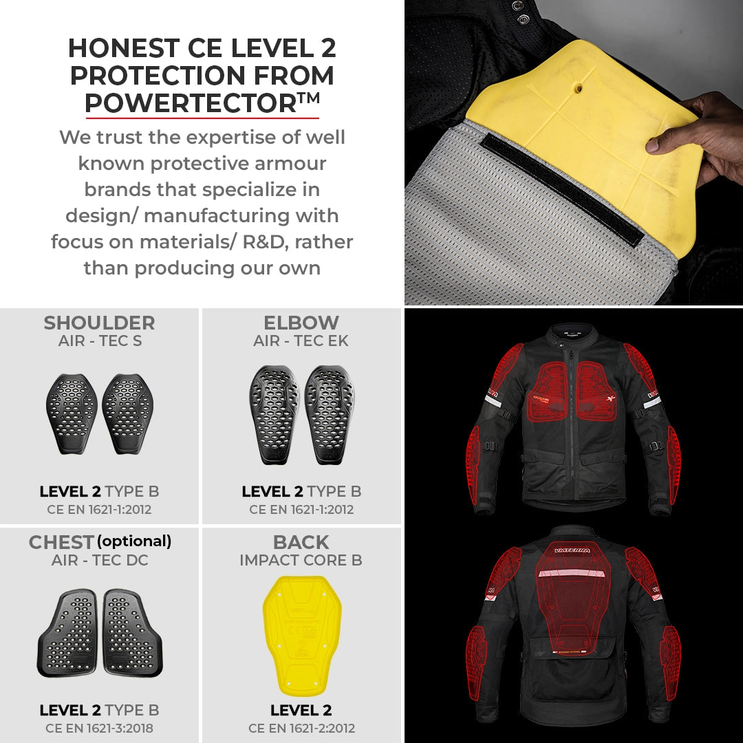 Motorcycle touring jacket black with reflectives weather protect