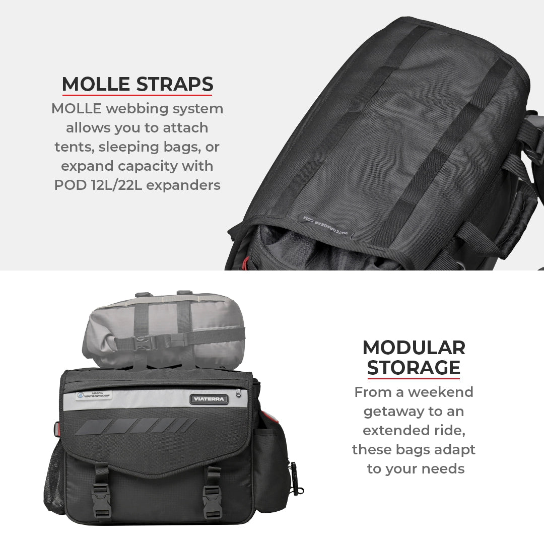 Motorcycle saddle bag 52L waterproof black