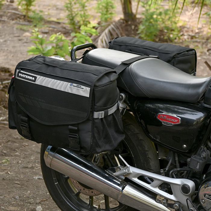 Motorcycle saddle bags 70L Black, waterproof, molle system, reinforced