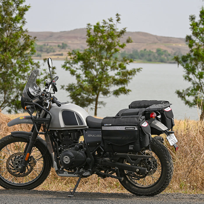 Motorcycle saddle bags 70L Black, waterproof, molle system, reinforced