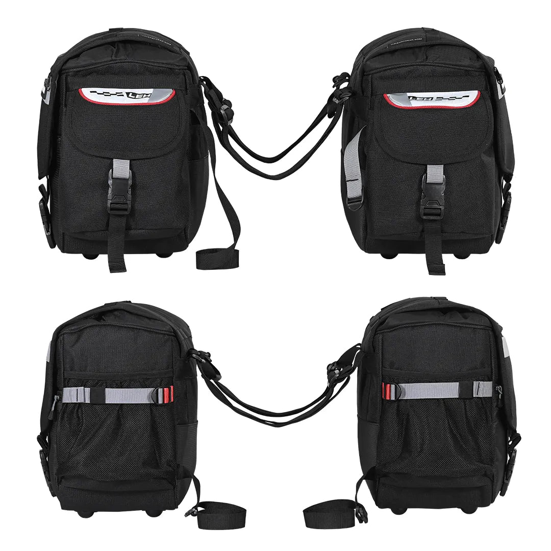 Black backpack with shoulder strap on a white background