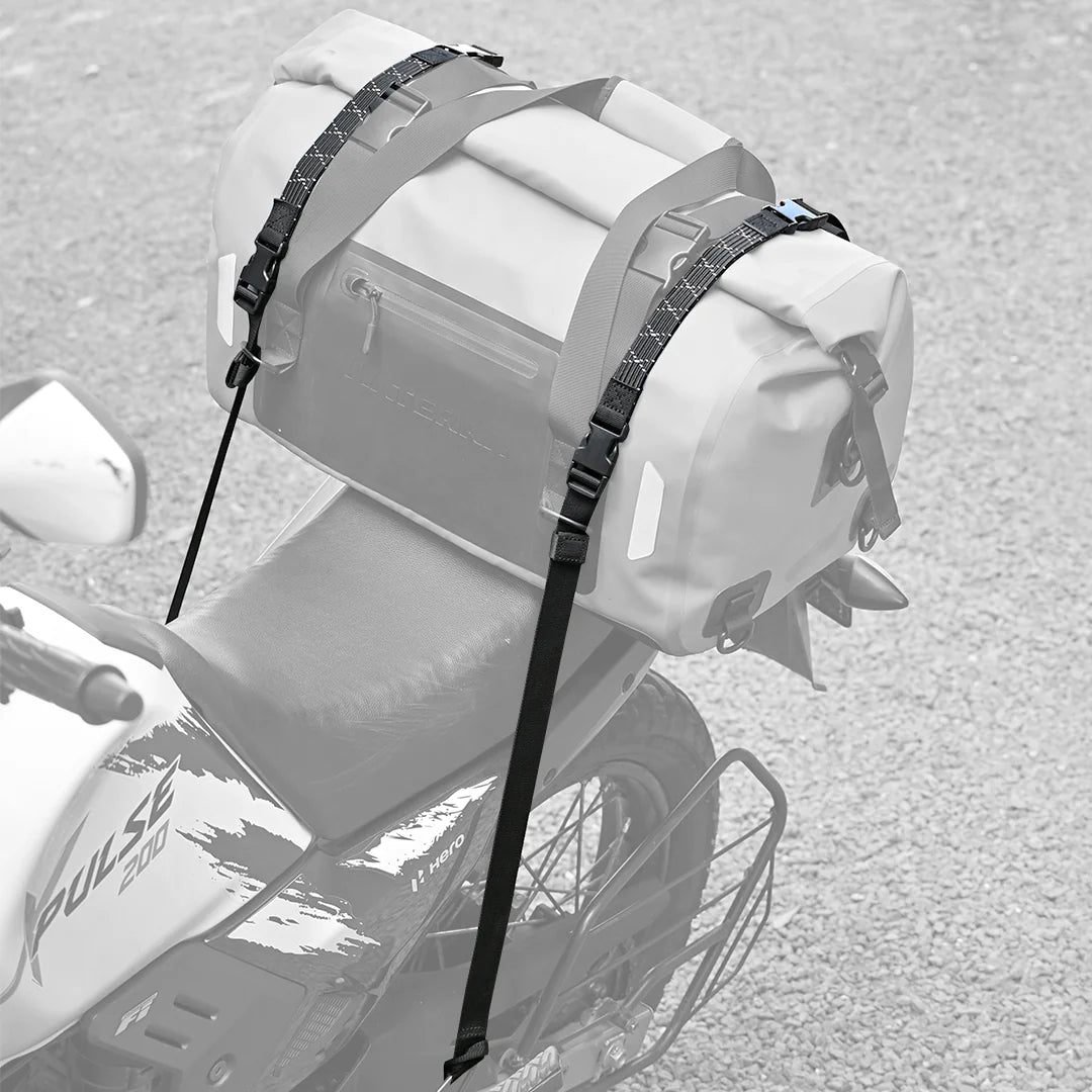 Motorcycle luggage tying quick release reflective black bungee strap