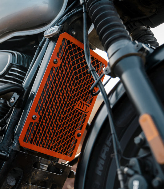 Motorcycle orange radiator guard for jawa yezdi Scrambler