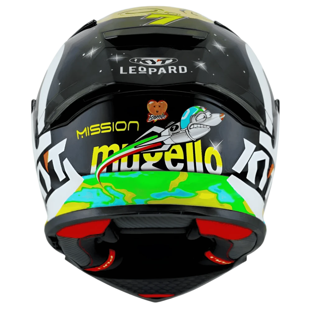 Motorcycle Blue based multicolour leopard KYT graphic helmet