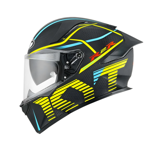 Motorcycle Thermoplastic-resin Black with yellow and blue stripes helmet