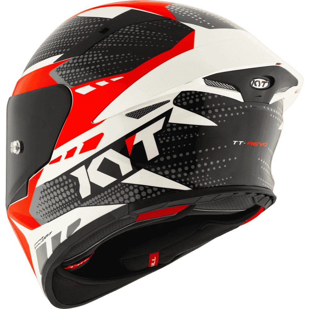 Motorcycle full face Red black with white helmet KYT