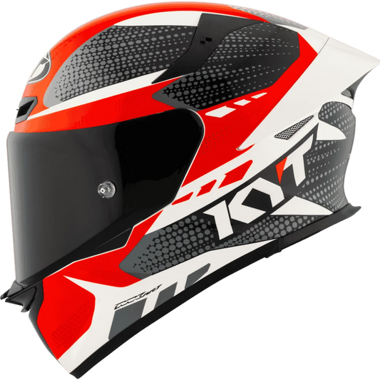 Motorcycle full face Red black with white helmet KYT