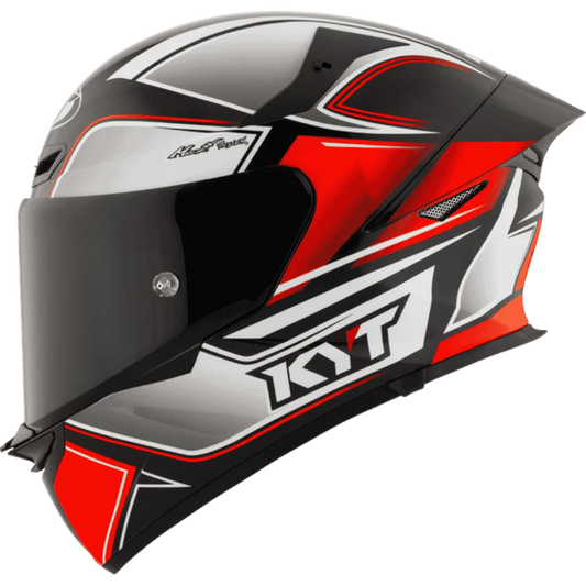 Motorcycle/Bike Red with grey geometric graphic helmet KYT