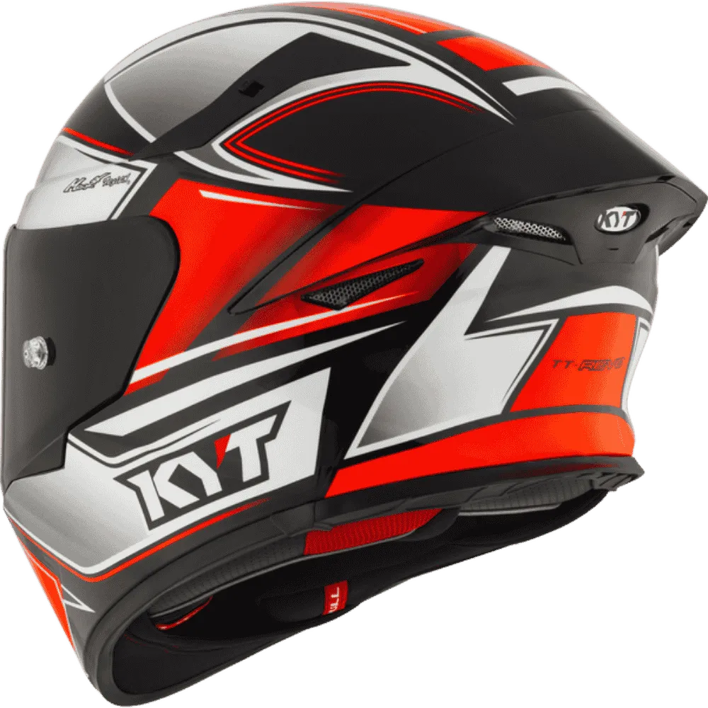 Motorcycle/Bike Red with grey geometric graphic helmet KYT