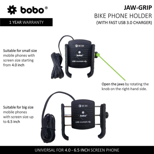 BOBO BM1 Jaw Grip (Fast USB QC3.0 Charger) - Mobile Holder