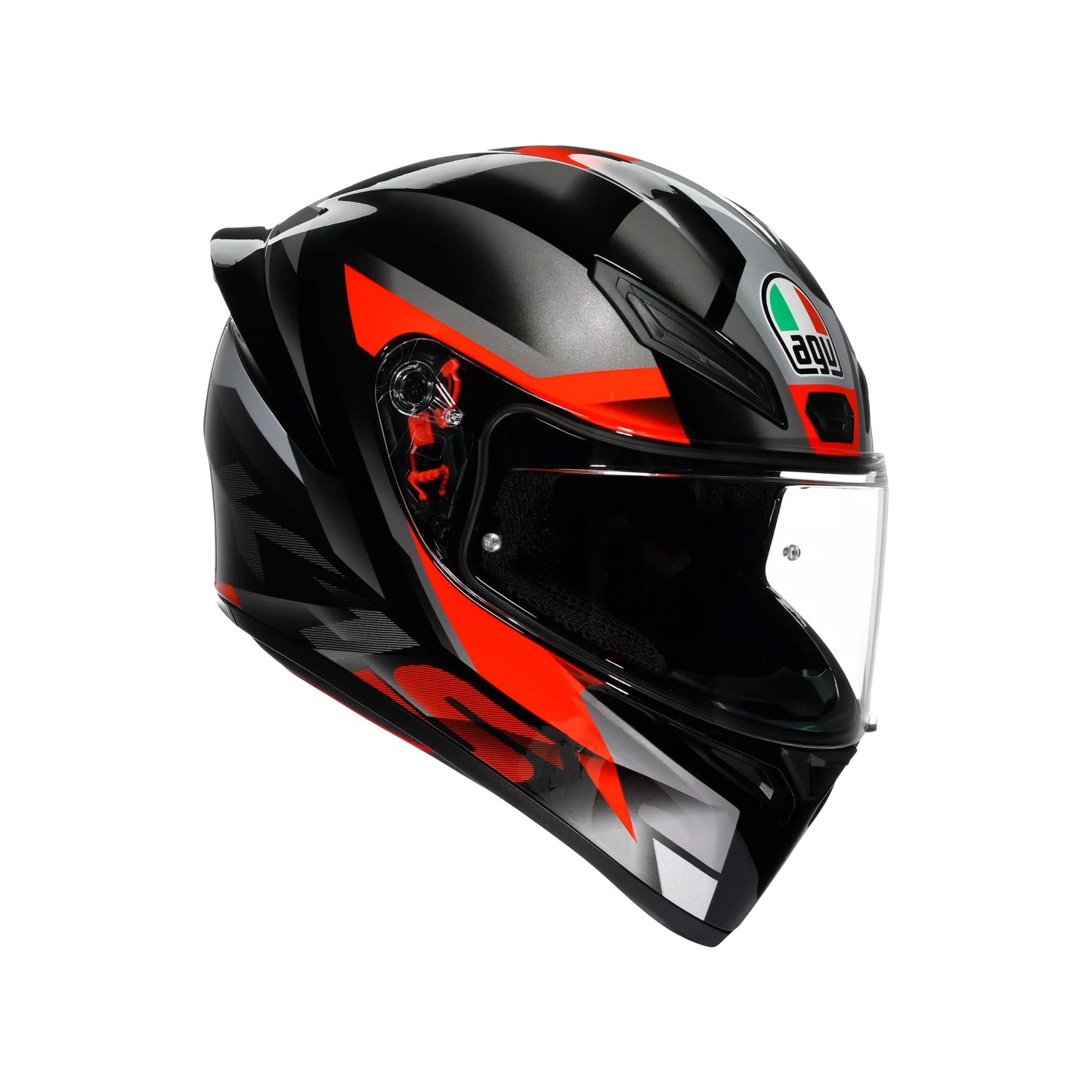 Motorcycle full face sports helmet black grey red