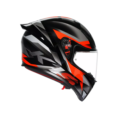 Motorcycle full face sports helmet black grey red