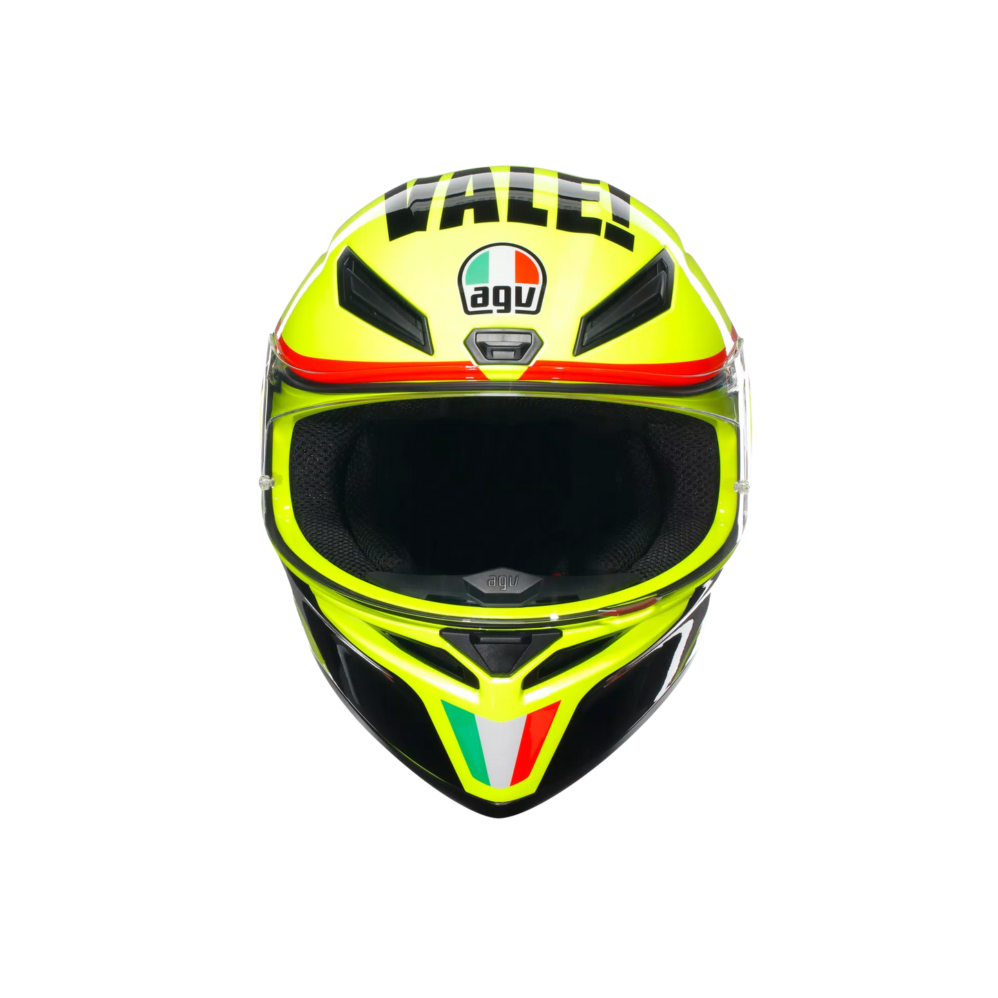 Motorcycle full face helmet light green black number 46 grazie vale graphic