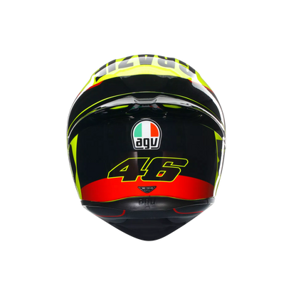 Motorcycle full face helmet light green black number 46 grazie vale graphic