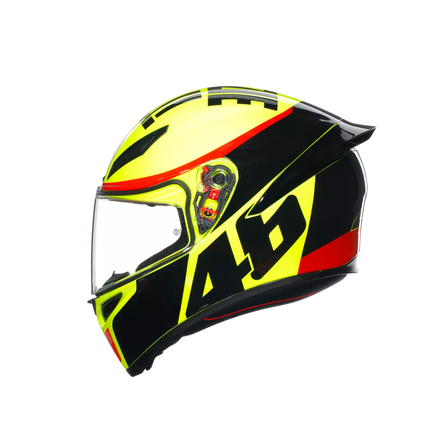 Motorcycle full face helmet light green black number 46 grazie vale graphic