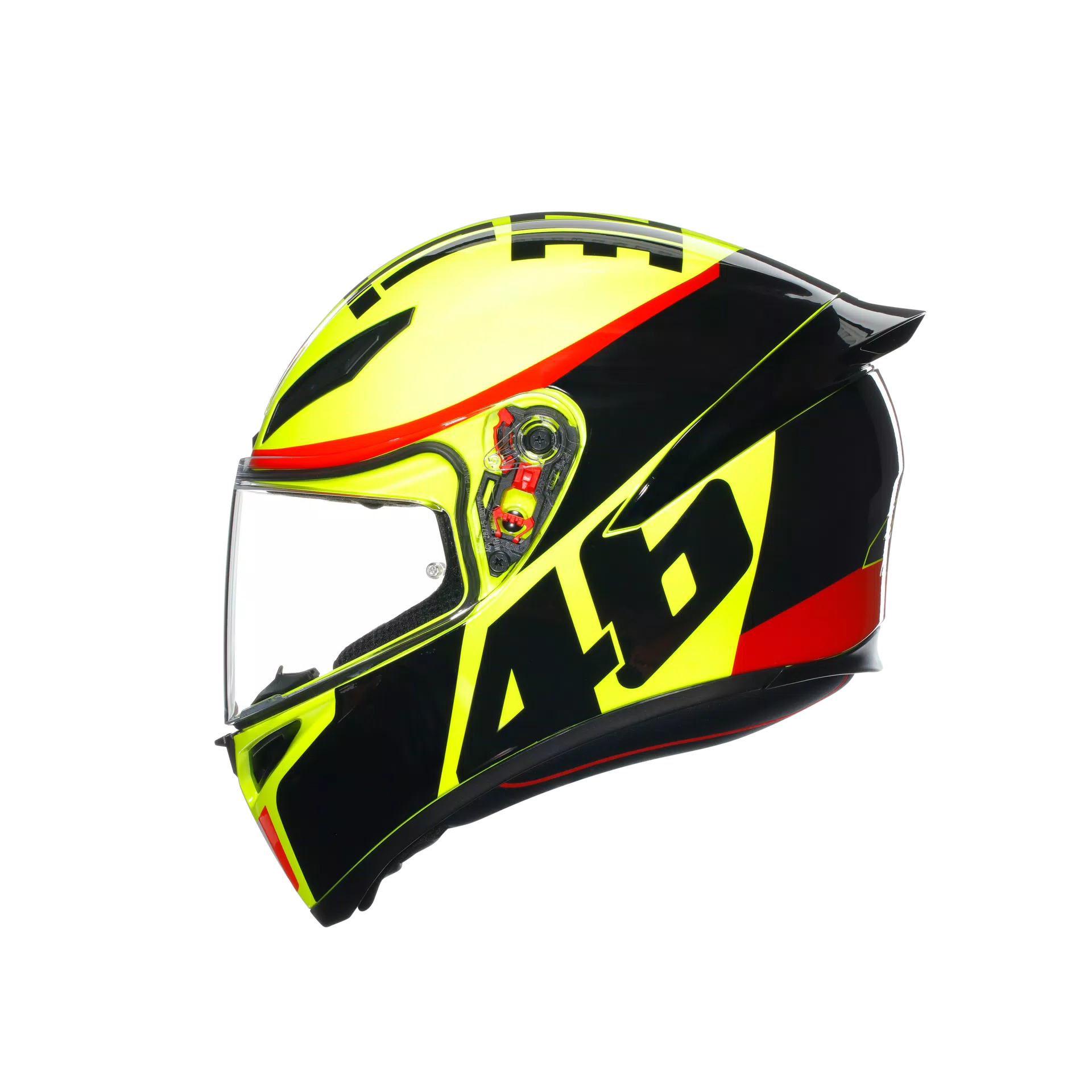 Motorcycle full face helmet light green black number 46 grazie vale graphic