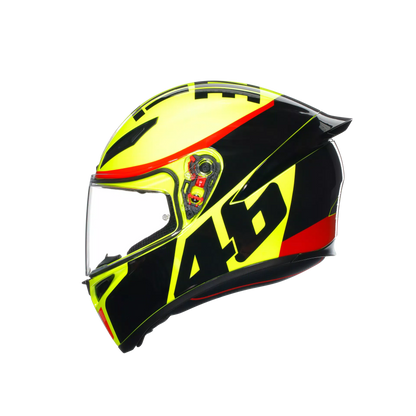 Motorcycle full face helmet light green black number 46 grazie vale graphic