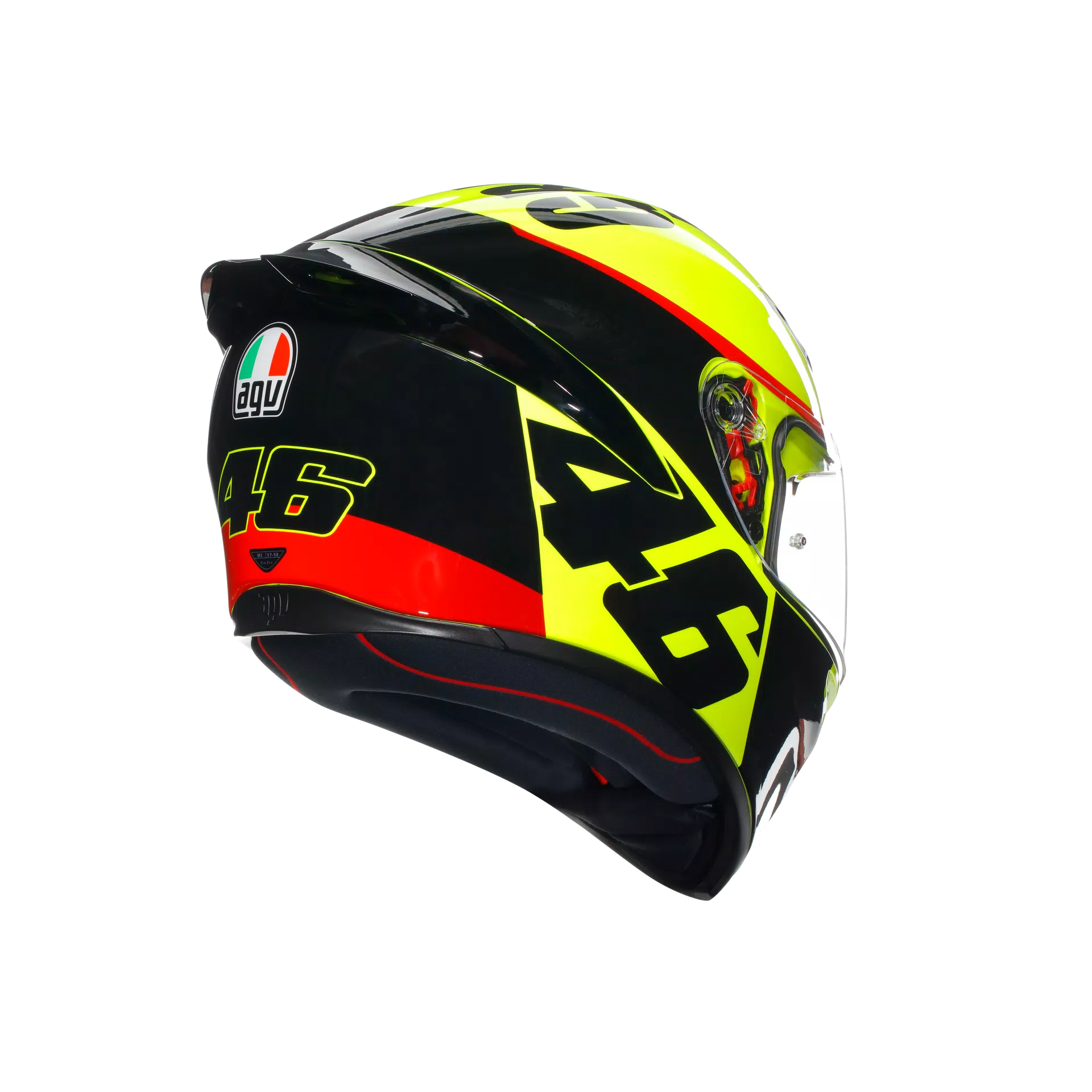 Motorcycle full face helmet light green black number 46 grazie vale graphic
