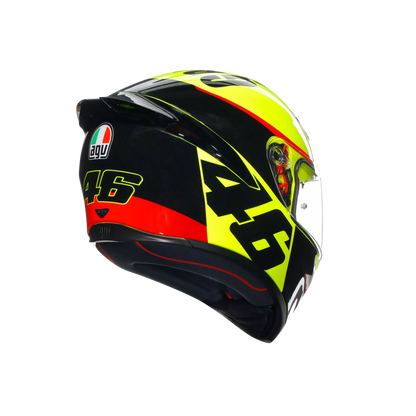 Motorcycle full face helmet light green black number 46 grazie vale graphic