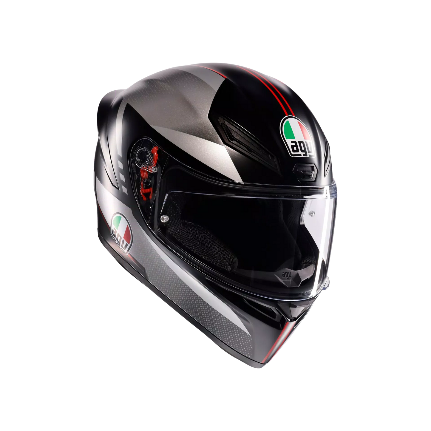 Motorcycle sports full face helmet black grey red e2206