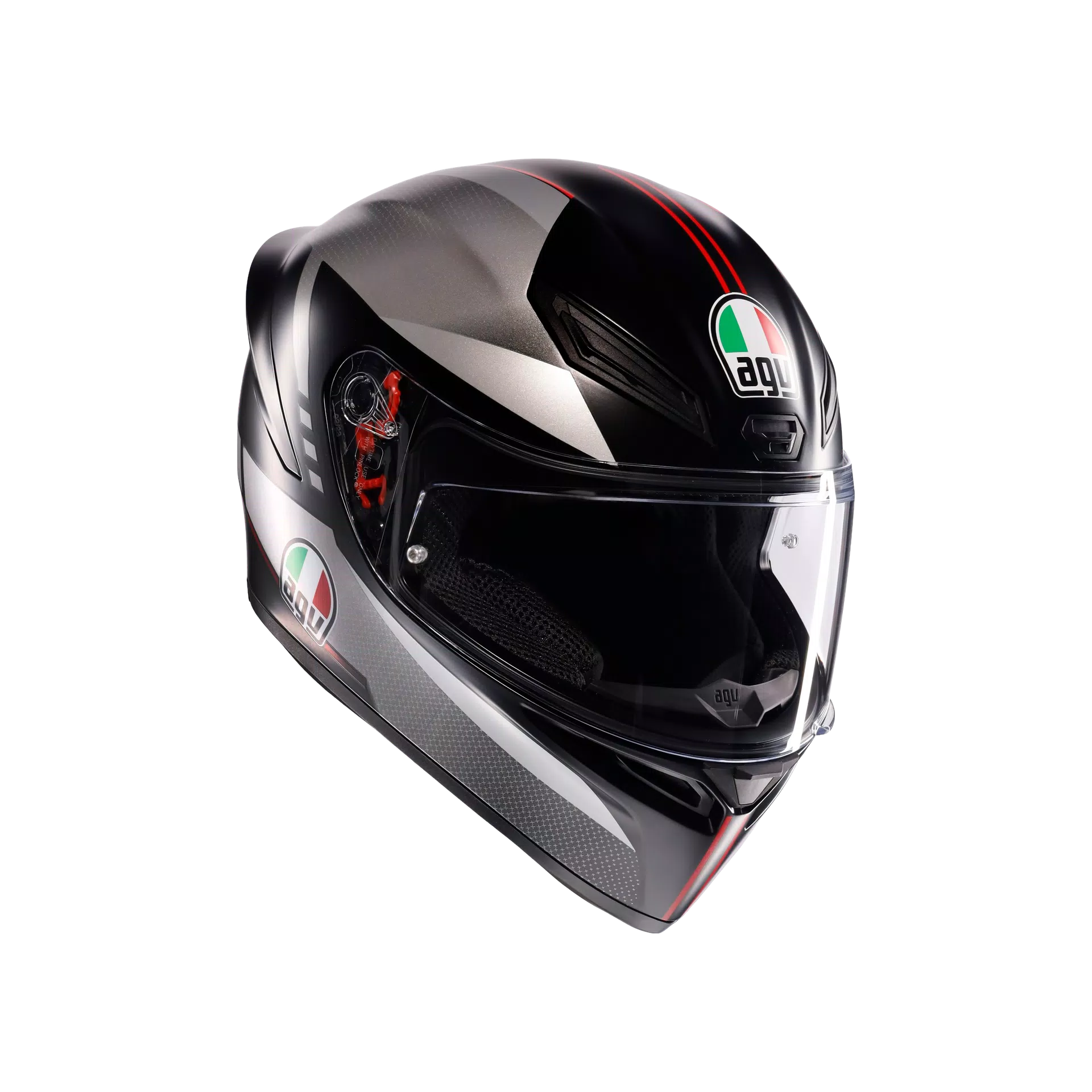 Motorcycle sports full face helmet black grey red e2206