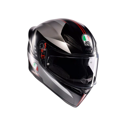 Motorcycle sports full face helmet black grey red e2206