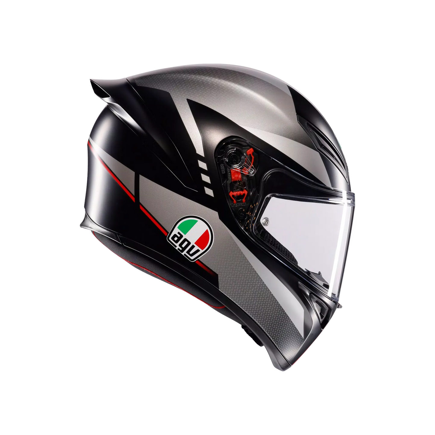 Motorcycle sports full face helmet black grey red e2206