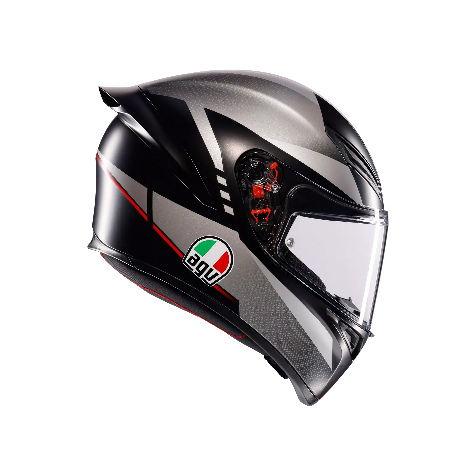 Motorcycle sports full face helmet black grey red e2206