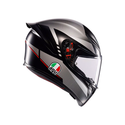 Motorcycle sports full face helmet black grey red e2206
