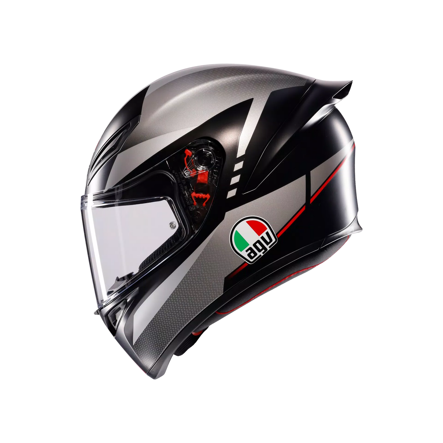 Motorcycle sports full face helmet black grey red e2206
