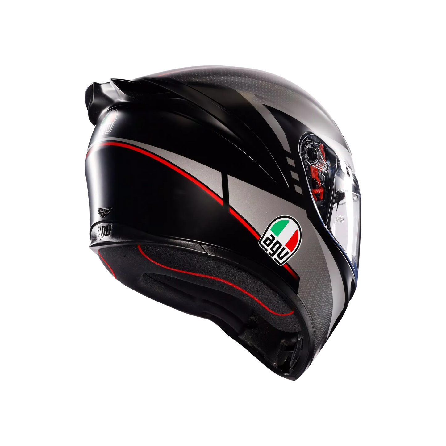 Motorcycle sports full face helmet black grey red e2206