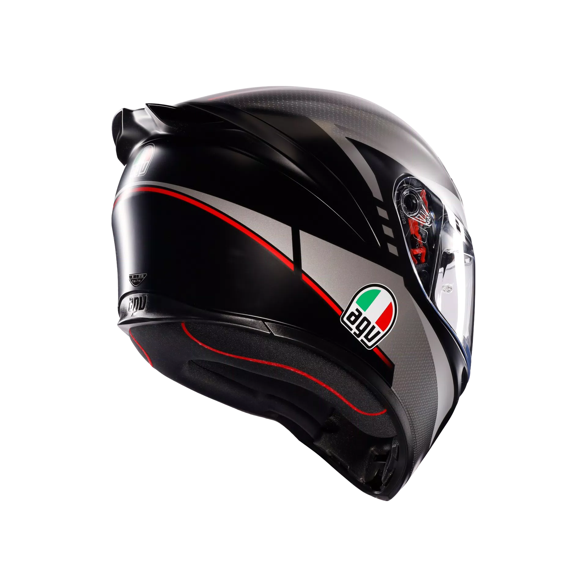 Motorcycle sports full face helmet black grey red e2206