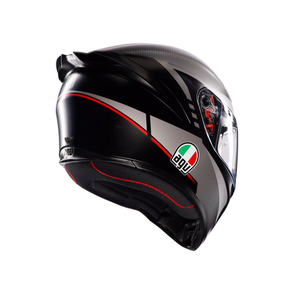 Motorcycle sports full face helmet black grey red e2206