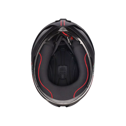 Motorcycle sports full face helmet black grey red e2206