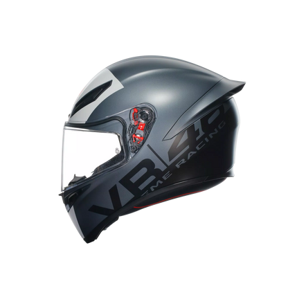Motorcycle sports track helmet dark blue grey full face