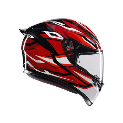 Motorcycle full face sports helmet black  red white